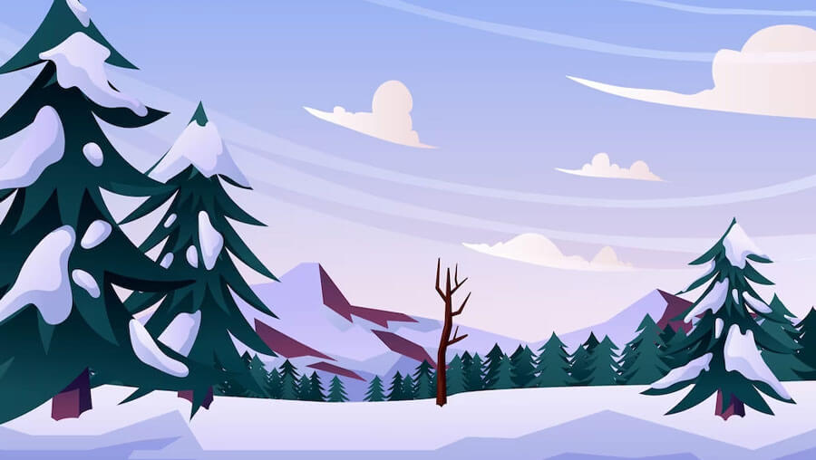 Winter nature background cartoon illustration