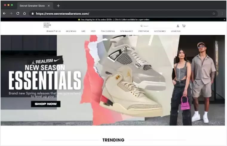 Secret Sneaker Store - eCommerce Website for Footwear