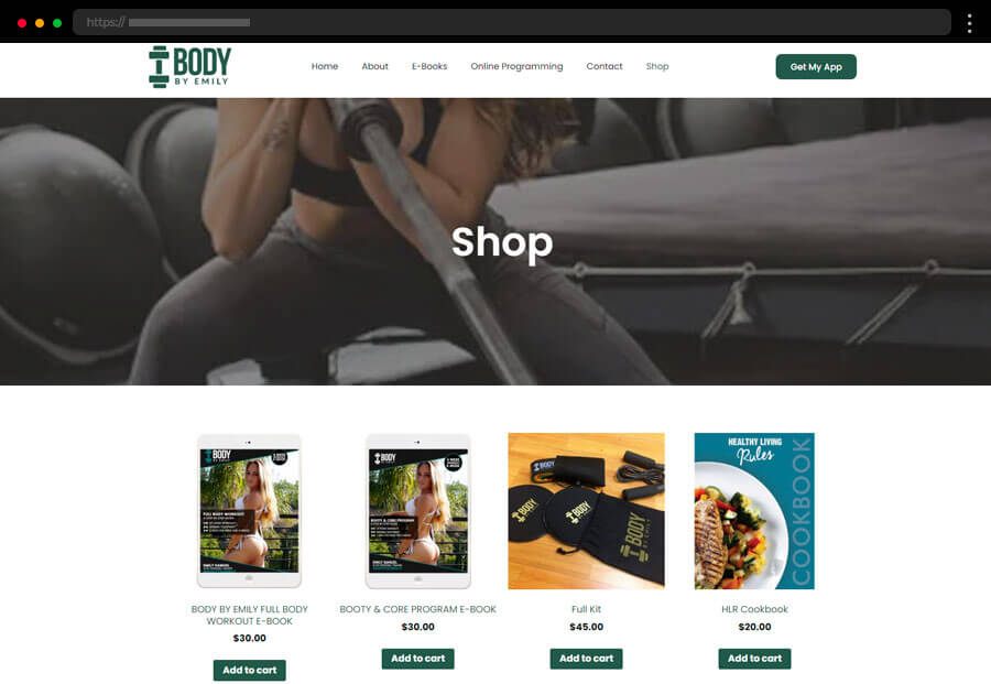 Coaching website with online shop