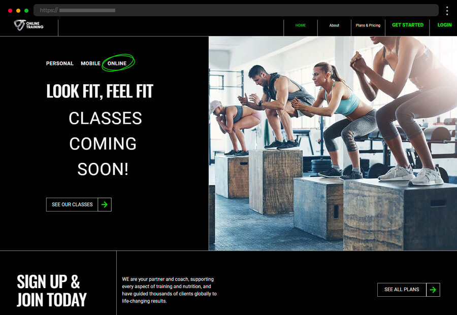 Modern website of fitness instructor