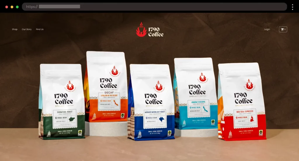 1790 Coffee Coffee Brand Squarespace Ecommerce Website with a Bold Look