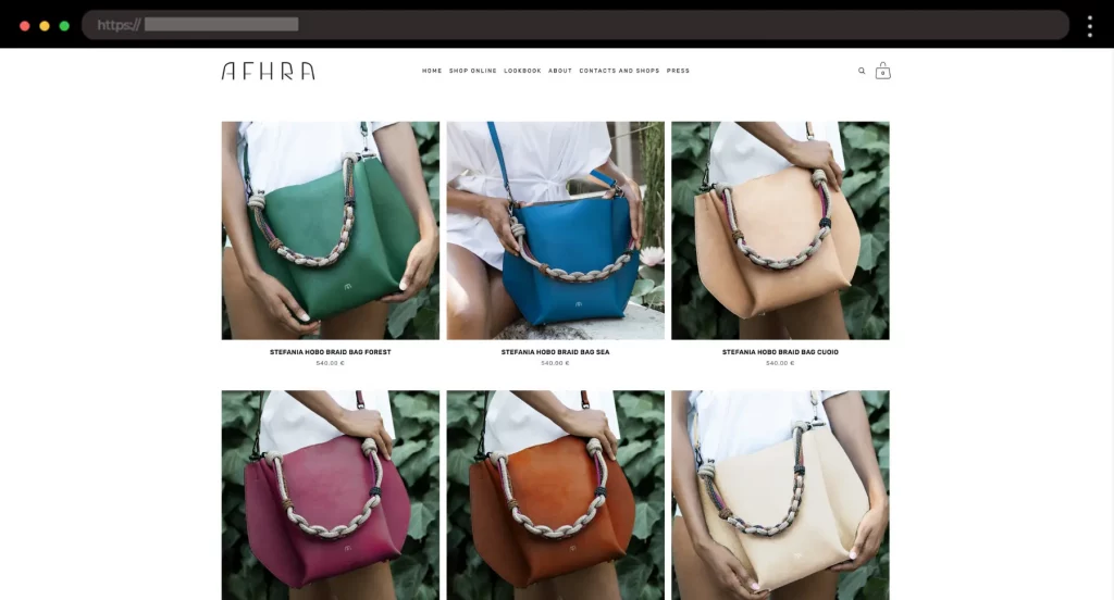 AFHRA Modern Squarespace Ecommerce Jewelry Brand 
