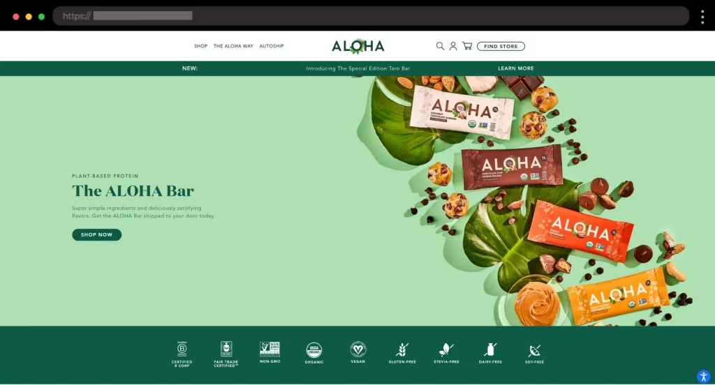 ALOHA Clean Website Design for Plant-Based Protein Products