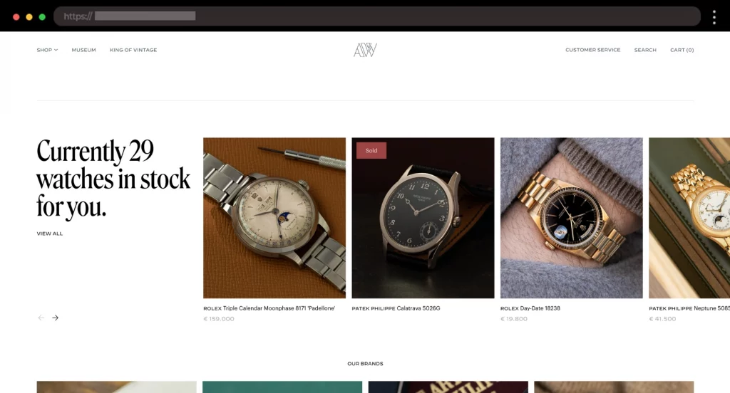 Amsterdam Vintage Watches Luxury WooCommerce Website