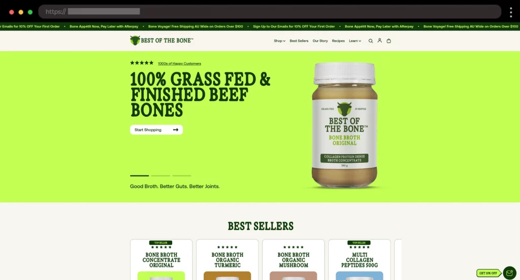 Best of the Bone Rustic Ecommerce Design for Bone Broth Supplements