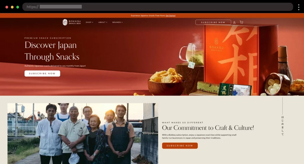 Bokksu Elegant Japanese Snack Subscription Website with Cultural 
