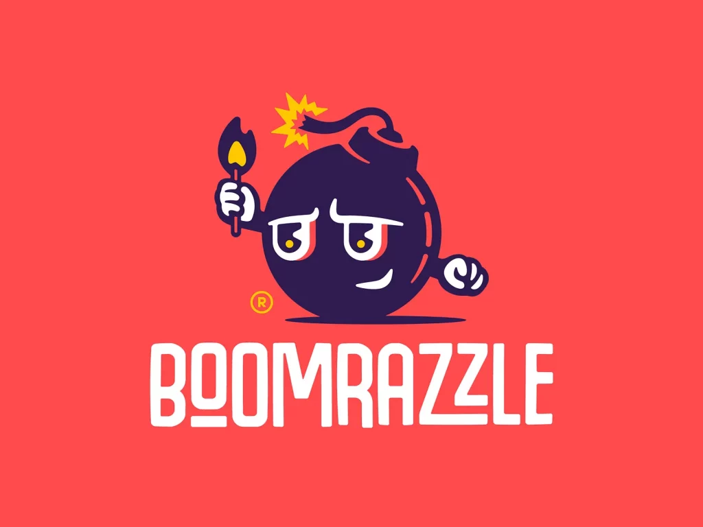 Boomrazzle Cartoon Bomb Mascot Logo