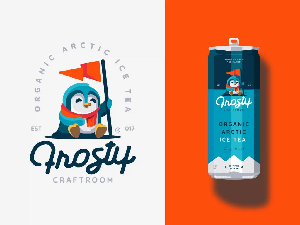 Frosty Craftroom Penguin Mascot Logo Example
