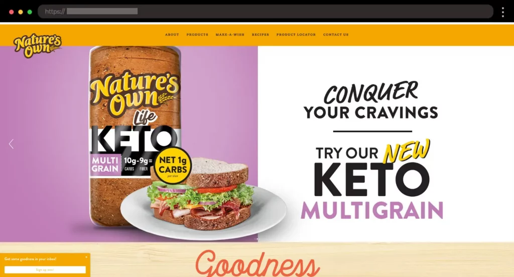 Nature’s Own Fresh Squarespace Ecommerce Website for Bread Brand