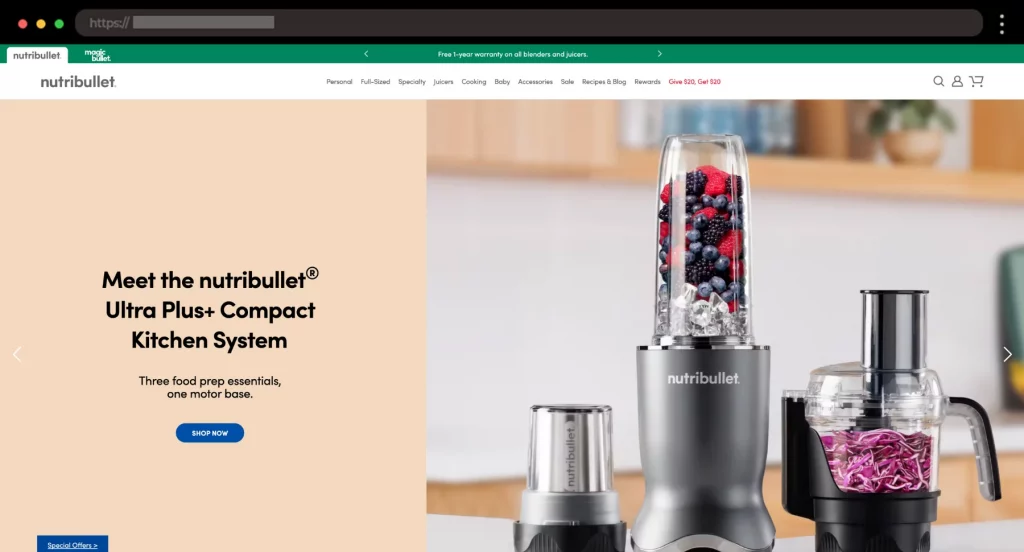 Nutribullet Iconic Blenders with a Clean, Functional Storefront