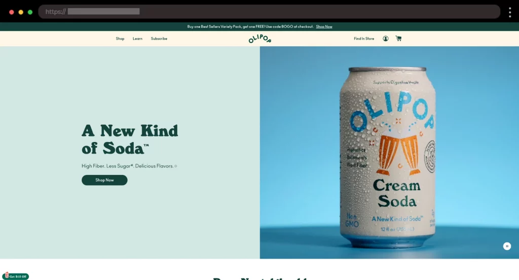 OLIPOP Retro-Inspired Ecommerce Design for Modern Soda Brand