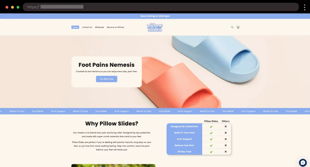 Pillow Slides Sleek Dropshipping Website for Everyday Comfort