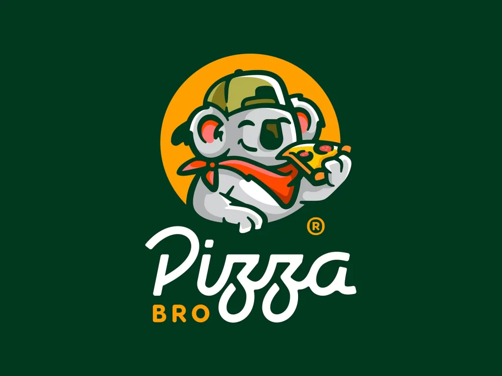 pizza bro koala mascot logo
