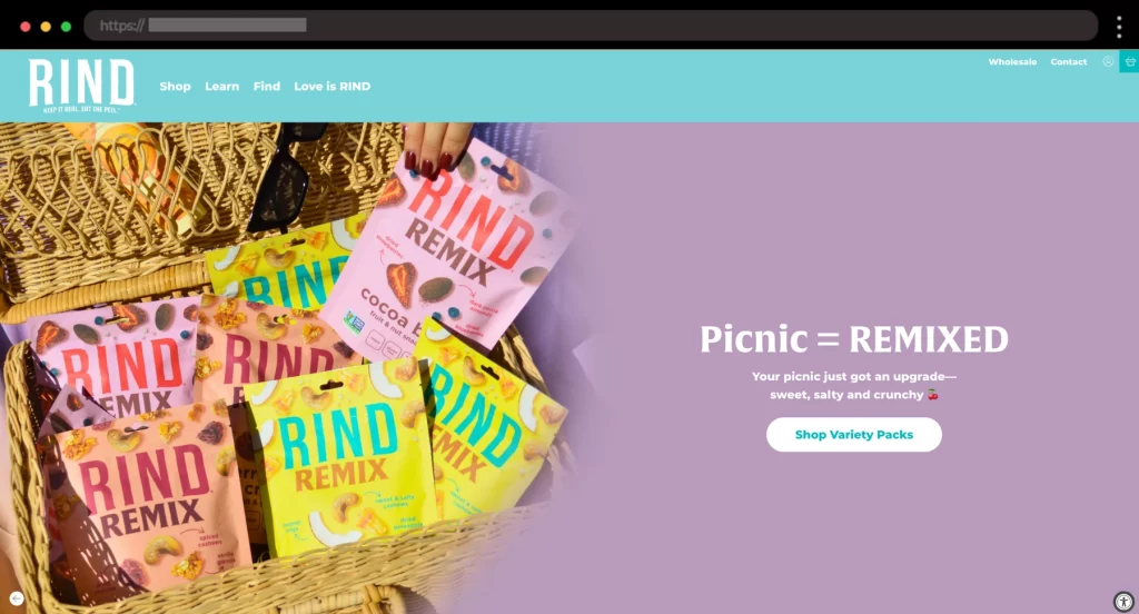 RIND Snacks Bright Fruit Snack Ecommerce Website 