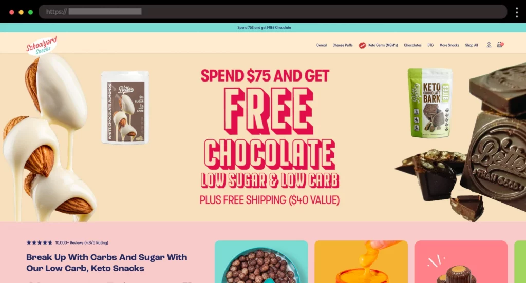 Schoolyard Snacks Colorful Snack Food Website with Modern Touch