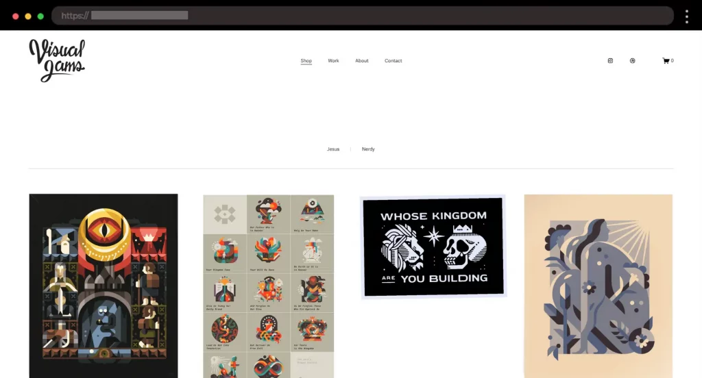 Visual Jams Minimal Squarespace Ecommerce Website for Art Prints