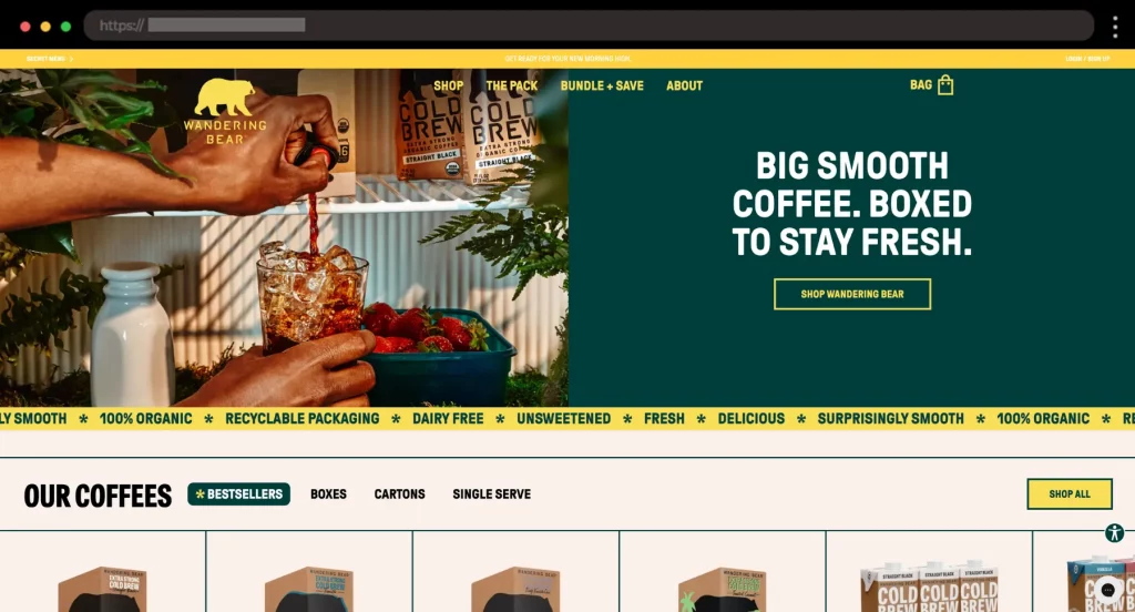 Wandering Bear Coffee Bold Website for Strong Cold Brew Coffee