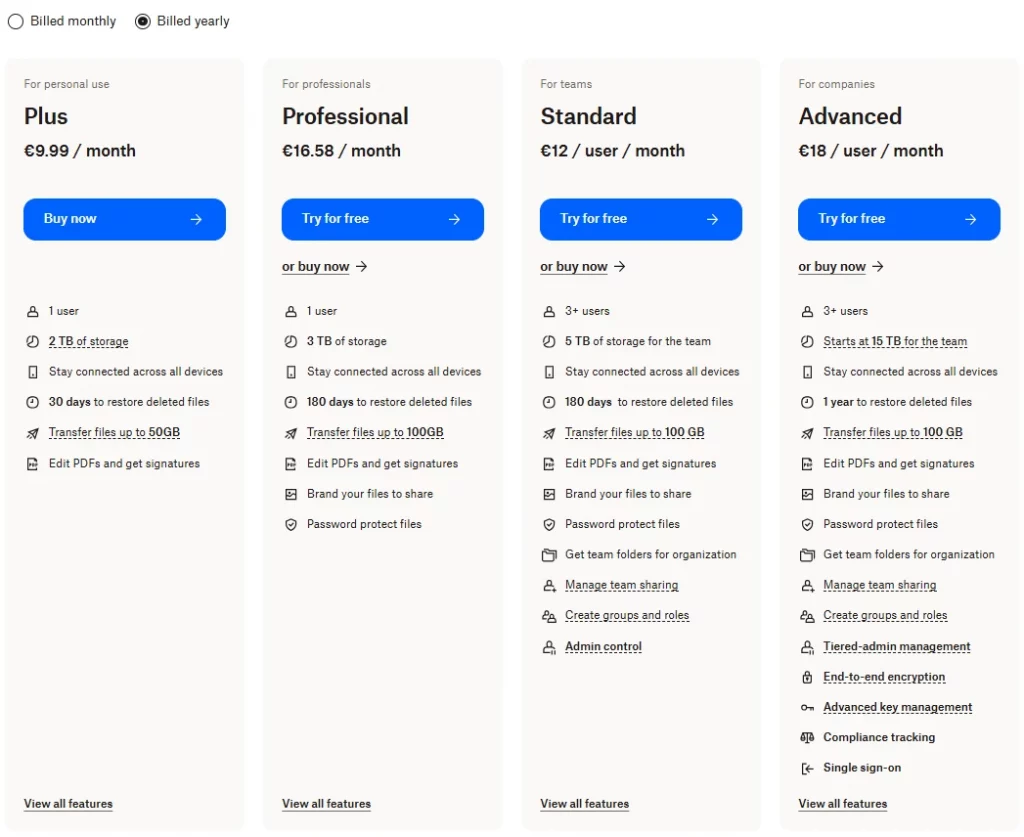 Dropbox file storage and sharing tool for team collaboration