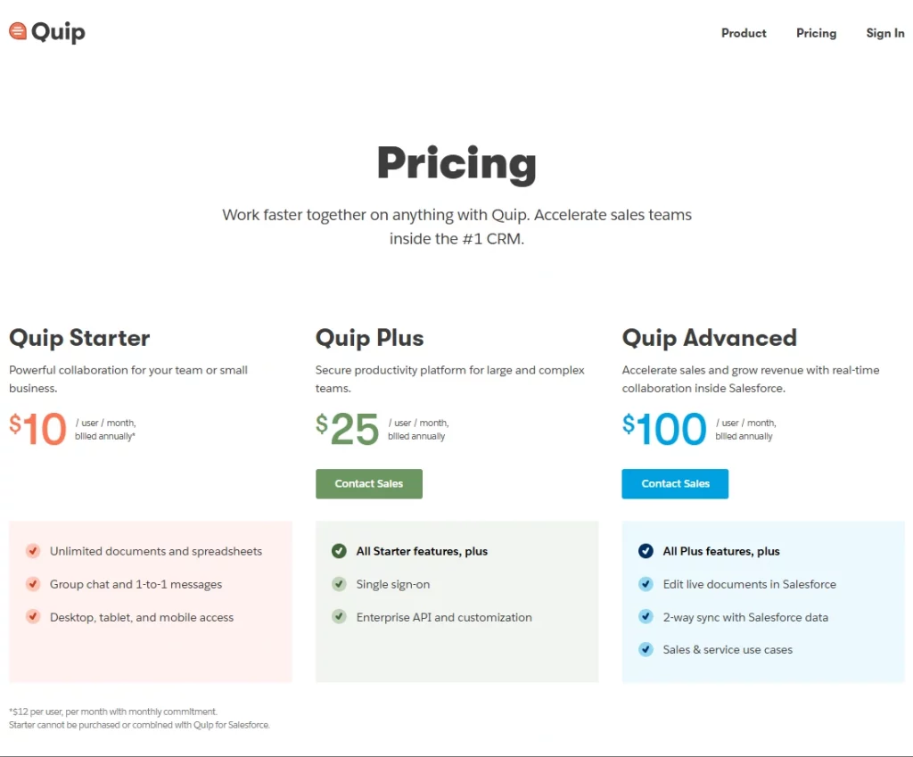 Quip storage and sharing tool for remote team online collaboration