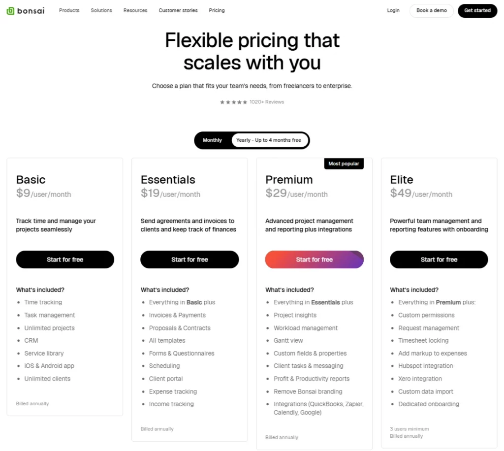 bonsai good finance and project management tool