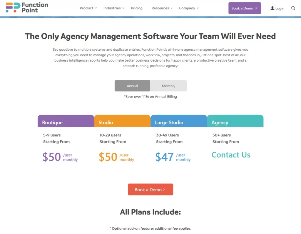 function point project and finance management tool for creative agency