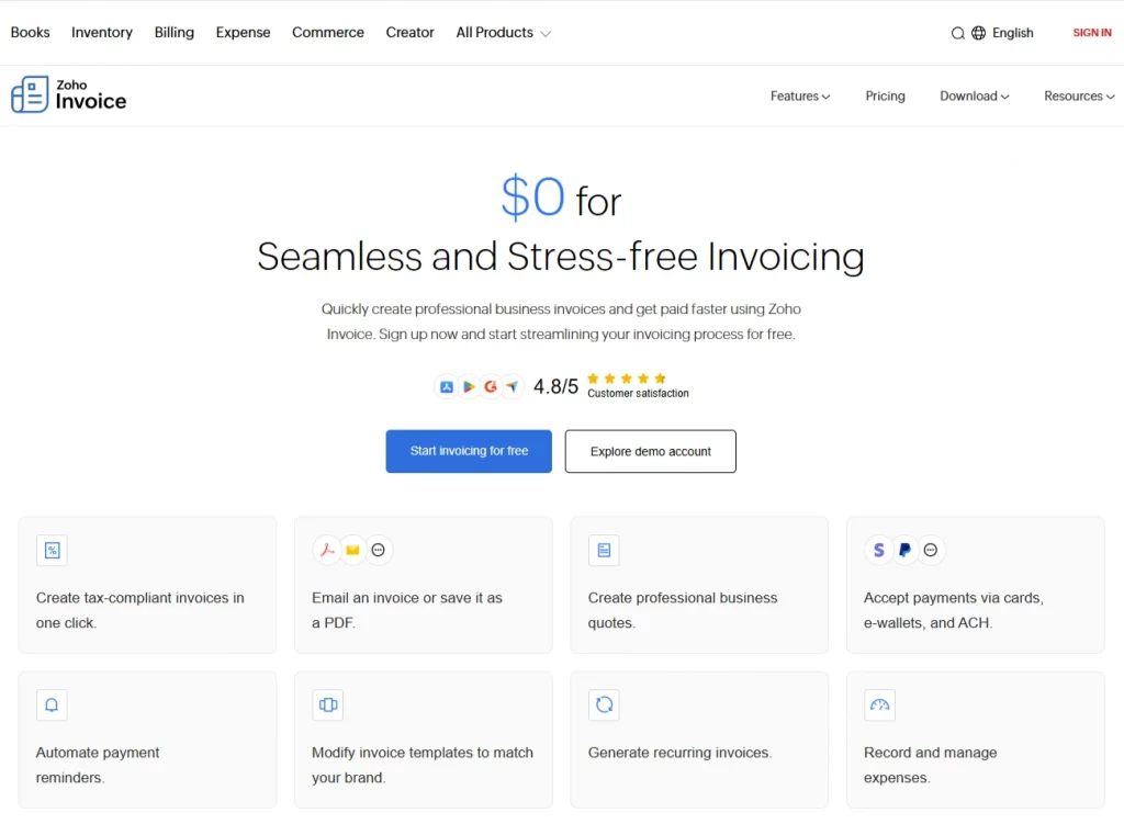 zoho invoice free creative agency finance tool with automation